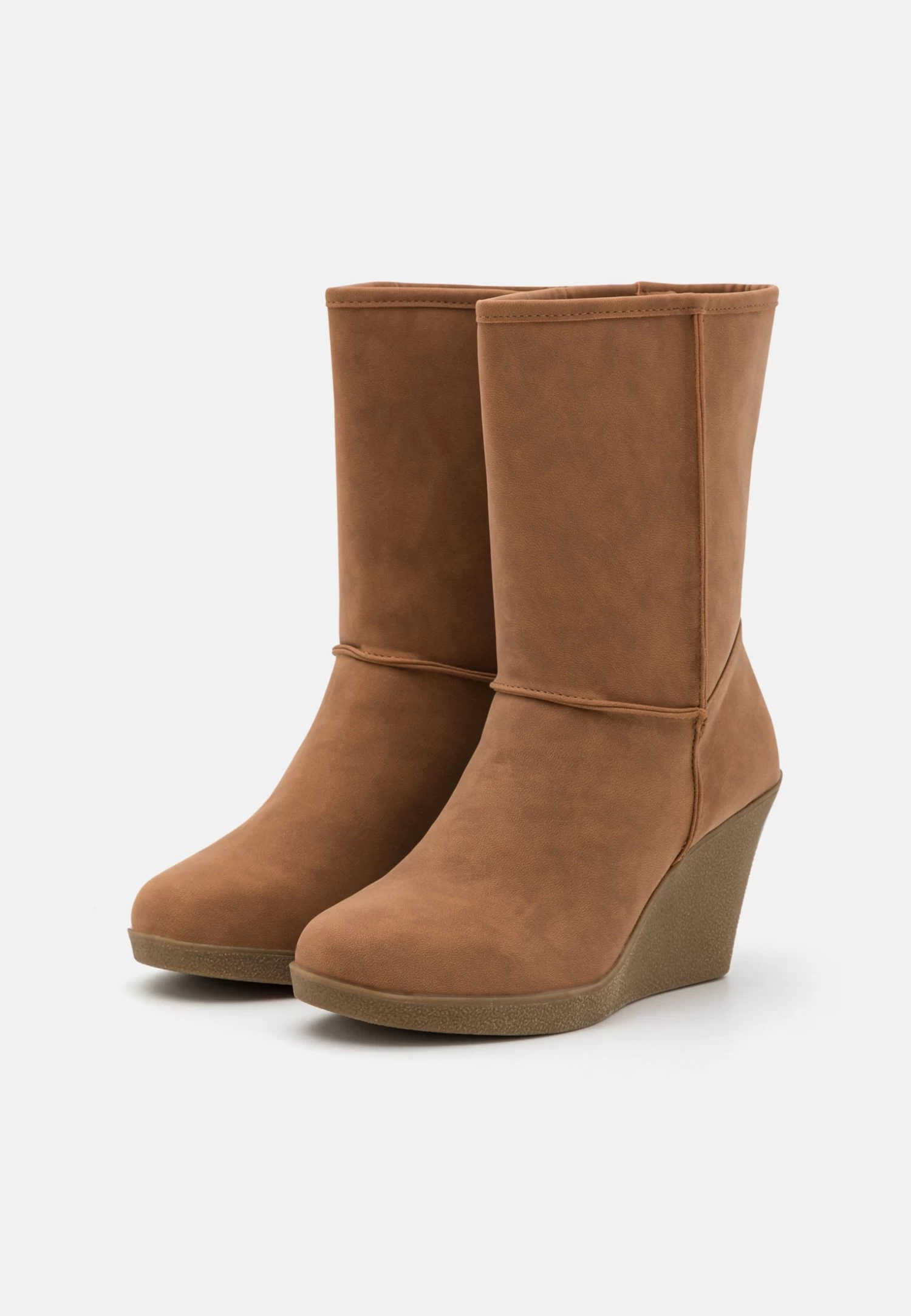 Anna Field Winter Boot - Enkellaarsjes Met Sleehak - Cognac - Afbeelding 3