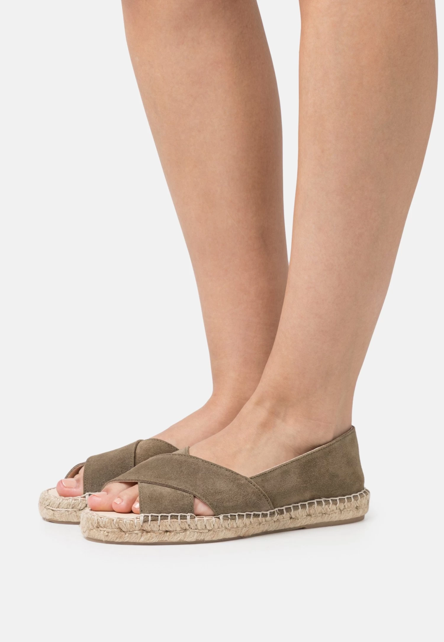 Anna Field Leather - Peeptoe Ballerina'S - Khaki